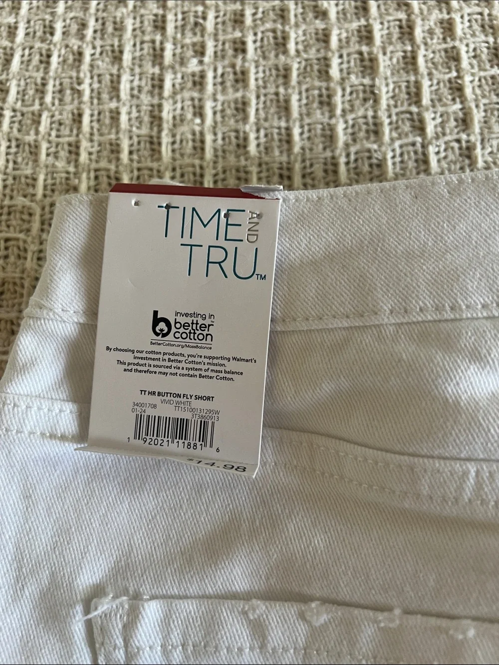 Time and Tru White Denim Button-Front Shorts